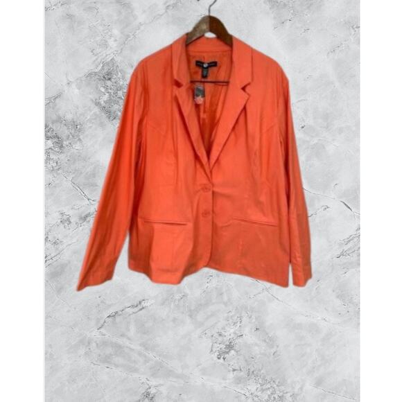 Ashley Stewart Women’s Plus Blazer Jacket sz 24W Neon Orange NEW # H240 - Picture 1 of 8